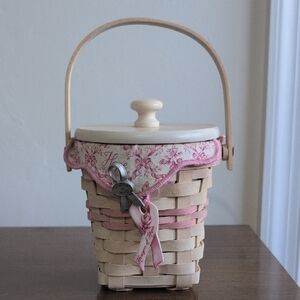 Longaberger Handwoven Basket with Cream Accents